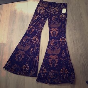 Free people velvet bell bottom pants