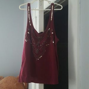 Maroon jeweled tank top