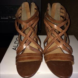 Brown braided sandals