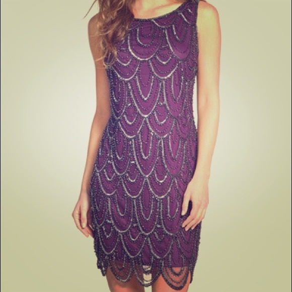 Pissarro Nights plum 20s style cocktail dress