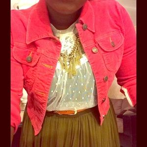 Red corduroy cropped jacket