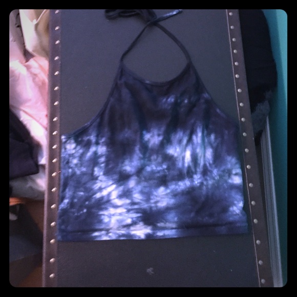 Tye dye crop halter top! Navy and bright blue