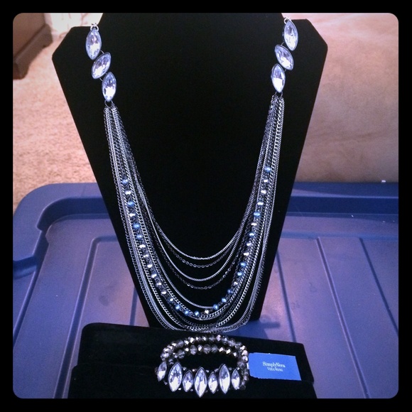 Classy Long Statement Necklace & Matching Bracelet