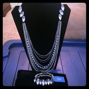 Classy Long Statement Necklace & Matching Bracelet