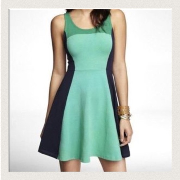 Green and blue color block Express dress. XS.