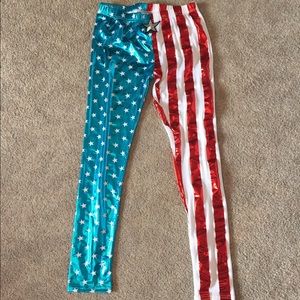 Metallic American Flag Leggings One Size
