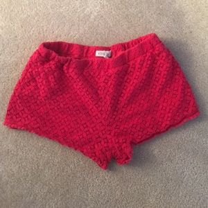 DEAL!! Red lace croquet shorts