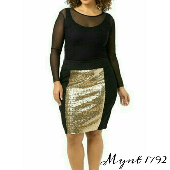 Mynt 1792 Dresses & Skirts - PLUS Sized Gold Embellished Skirt