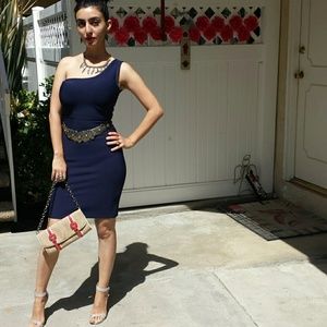 BCBGMAXAZRIA One Shoulder INARI Bandage Zip Dress