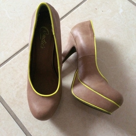 Beige & Neon Yellow Platforms