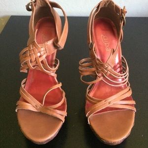 Brown Wicker Heel Sandals