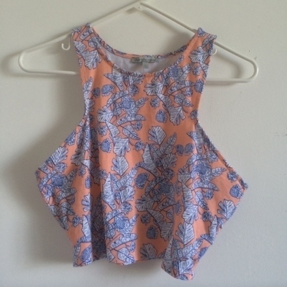 Orange & Blue Flower Crop Top