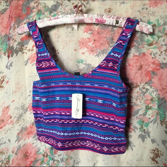 Forever 21 Tribal Stipe Crop Top