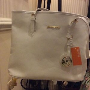 White tote handbag