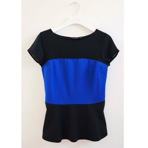 [SOLD] The Limited Black and Blue Peplum Blouse
