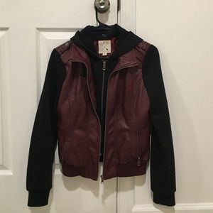 PacSun LA hearts fleece sleeve leather jacket