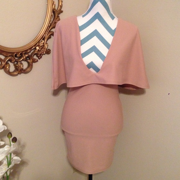 Missguided plunge neck line cape dress