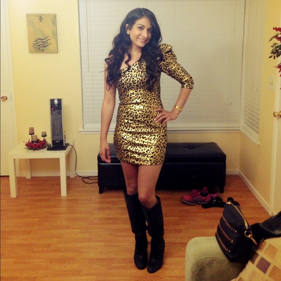 One sleeve cheetah bandage dress