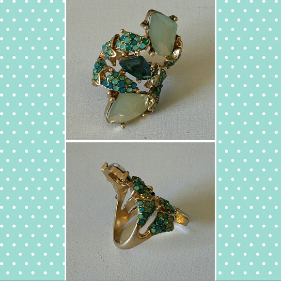 Turquoise, Blue and Green Statement Ring - Picture 2 of 4