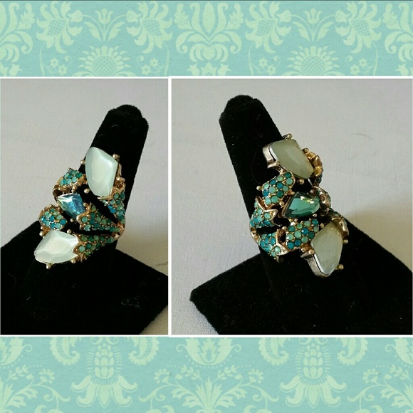 Turquoise, Blue and Green Statement Ring - Picture 3 of 4