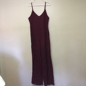 Deep wine colored lace jumpsuit