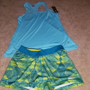 Brand new workout shirt and used pair of spandex