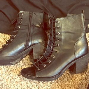 Forever 21 open toe boots.
