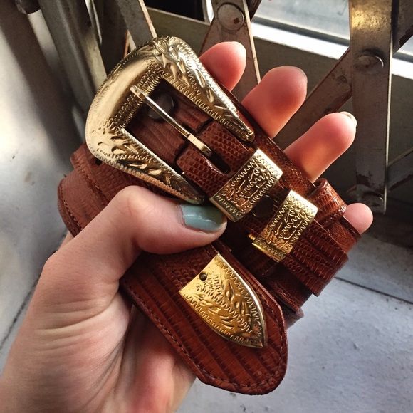 LF Accessories - 🍍Vintage Genuine Leather Western Gold Buckle Belt