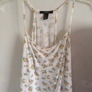 ❌SOLD❌ White & Yellow Flower Print Crop Top