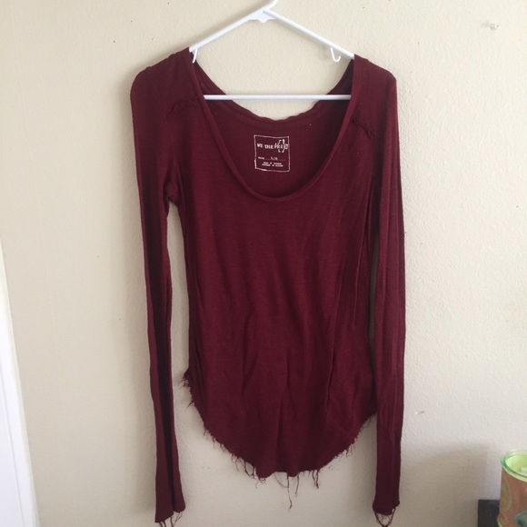 Free People Red Long Sleeve Top