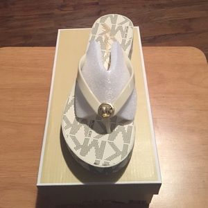 Michael Kors New Vanilla Wedge Flip -Flops
