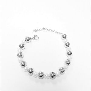 STAINLESS STEEL PEARL & BEADS BRACELET