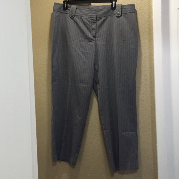 Grey Striped Work Trousers