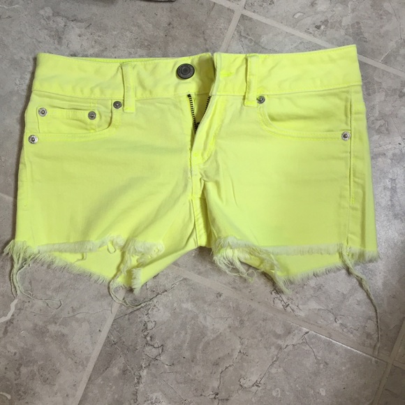 Neon Yellow AE Jean Shorts
