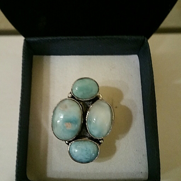 Caribbean Larimar & Sterling Ring, SZ 9.5 ON HOLD