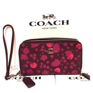 NWT-FLORAL DOUBLE ZIP WALLET WRiSTlET COACH