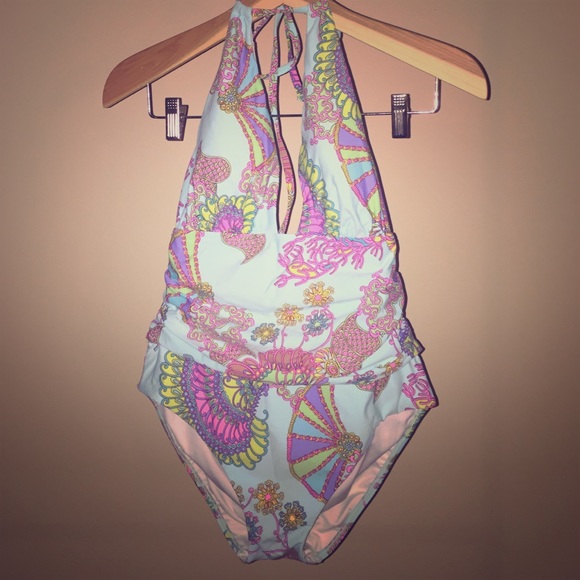 Boho print one piece bathing suit.