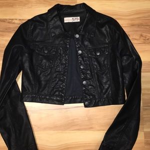 Leather crop top jacket