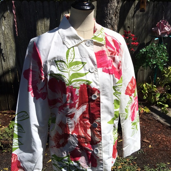 Floral Chico's light weight rain jacket