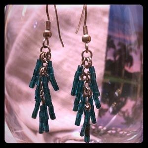 Small blue bead earrings