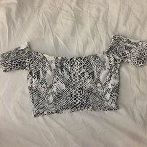 Snakeskin print off shoulder AA top