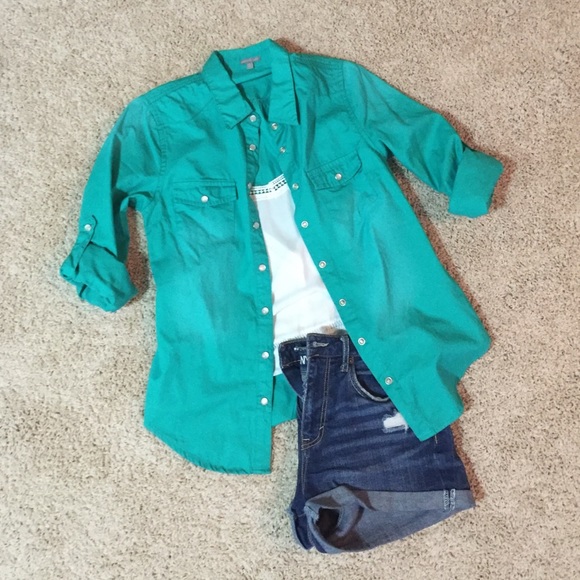 Teal chambray shirt
