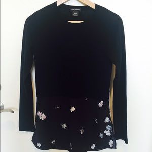 Club Monaco Black Knit and Printed Flower Silk top