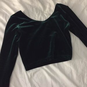 Green velvet crop top AA