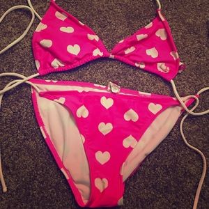 2 piece neon pink bathing suit