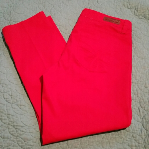 Red Calvin Klein skinny crop jeans
