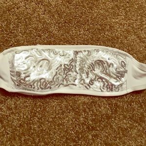 White bandeau sequin bathing suit top