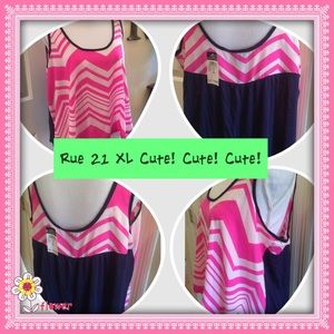 Hot Pink and Navy XL Rue 21 Summer Tank