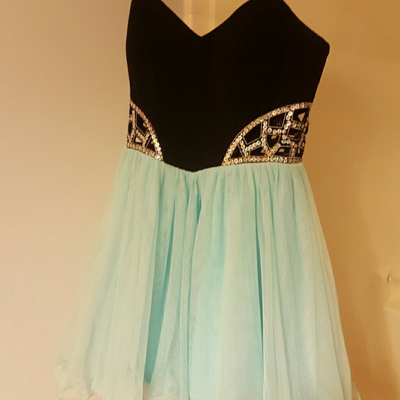 Baby blue dress with cutout sequined sides