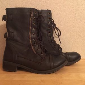 Brown combat boots